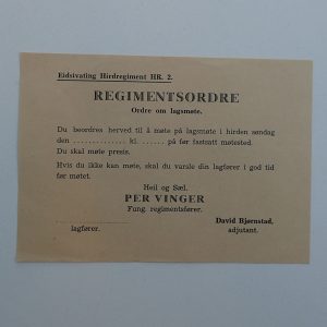 Eidsivating Hirdregiment HR. 2. REGIMENTSORDRE.