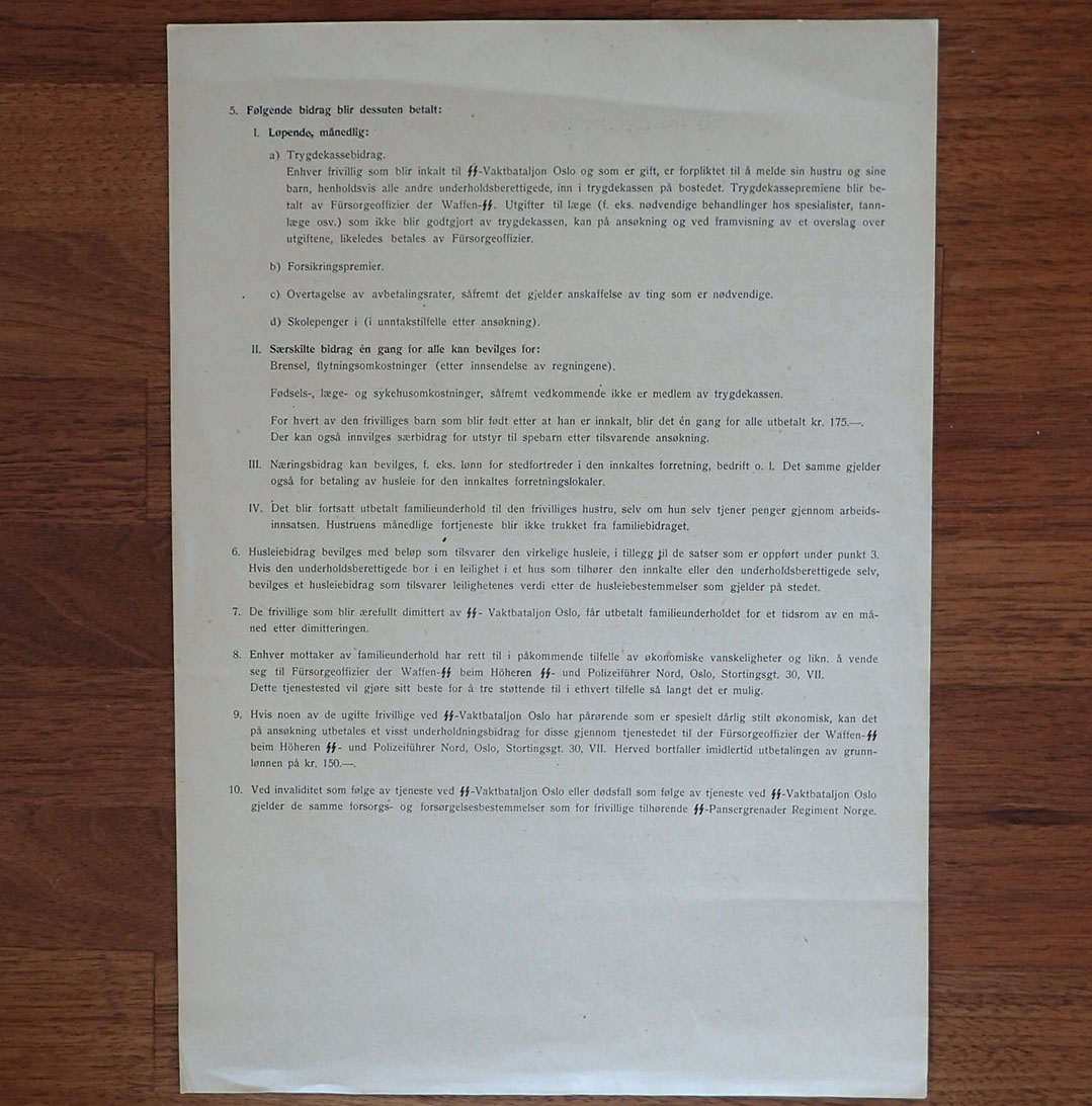 Opptagelsesbetingelser for SS - Vaktbataljon Oslo. - Bilde 3