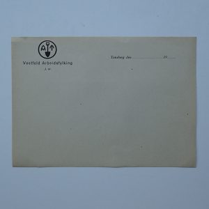 AT Vestfold Arbeidsfylking brevark.