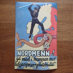 NS plakat. NORDMENN ! gå med i kampen mot bolsjevismen og plutokratiet ! (1942).